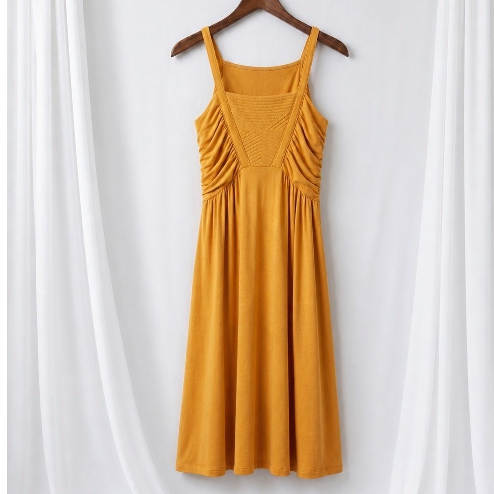 Apt. 9 Boho Midi Dress Size M Golden Yellow Sleeveless Summer Beach‎ Hippie Chic
